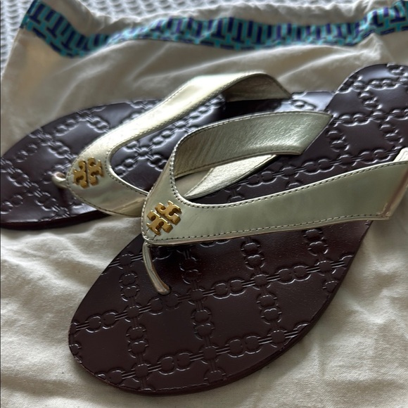 Tory Burch Gold and Brown Sandals - Picture 5 of 6